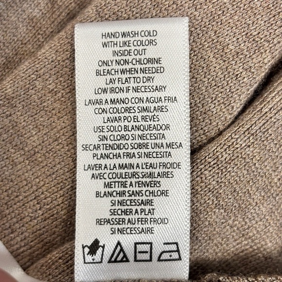 Calvin Klein Nude Tan Brown Cream Turtleneck Sweater Striped Color Block S - Picture 5 of 7